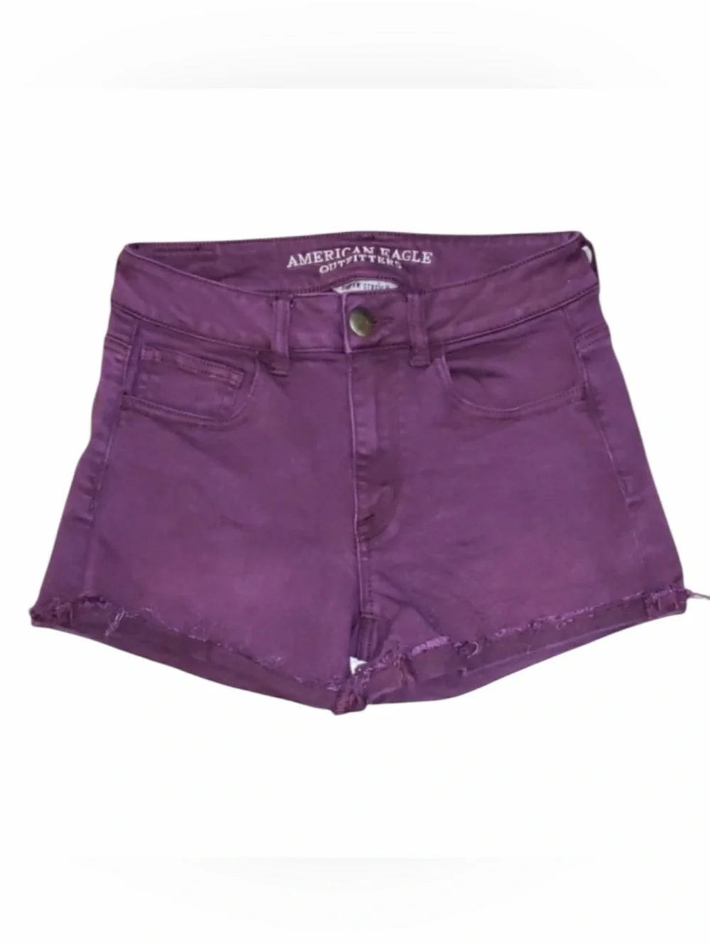 AEO Hi-Rise Shortie Super Stretch Shorts Size 4 Purple American Eagle Outfitters